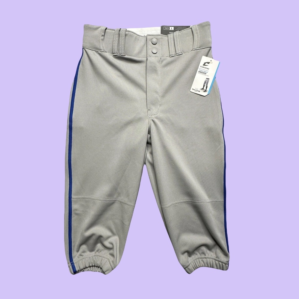 Champro Baseball Pant Youth L Grey Royal Pipe Triple Crown Knicker BP101 NEW